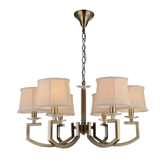 Dubai style traditional classic antique brass chandelier with fabric