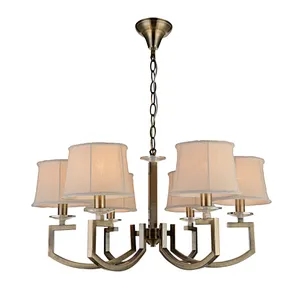 Dubai style traditional classic antique brass chandelier with fabric