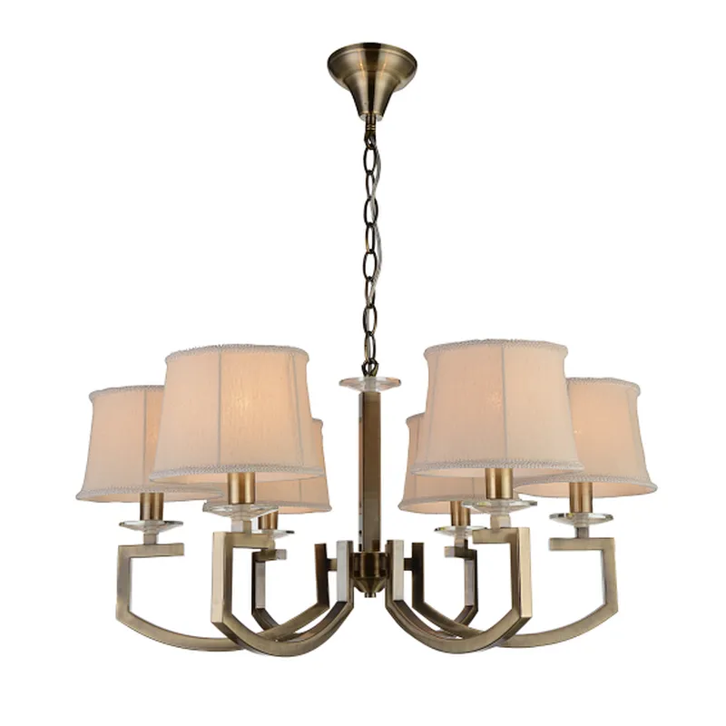 Dubai style traditional classic antique brass chandelier with fabric