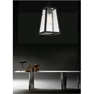 Chinese vintage glass pendant light black metal E27 lamp