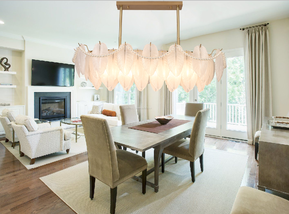 Italian style luxury modern living room chandelier feather
