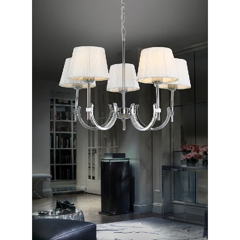 European modern 5 heads indoor chrome main chandelier