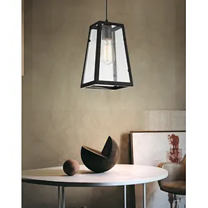 Chinese vintage glass pendant light black metal E27 lamp