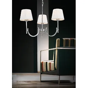 European modern chrome main chandelier with white fabric