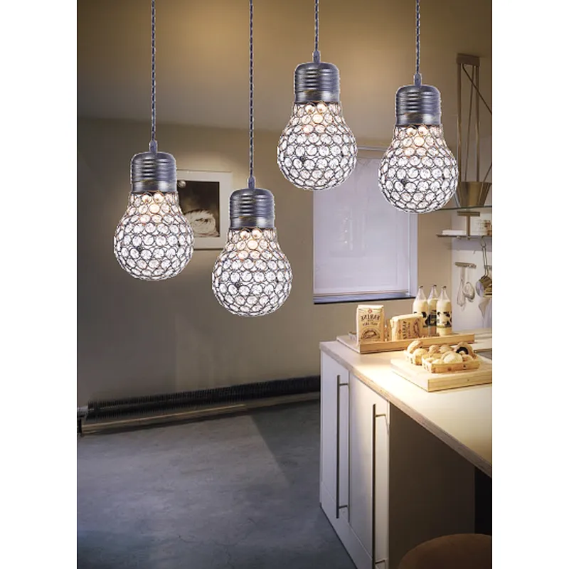 American style vintage small crystal bulb pendant light