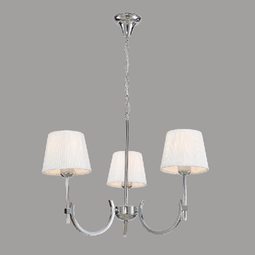 European modern chrome main chandelier with white fabric