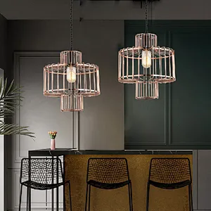 rustic iron rose gold pendant light