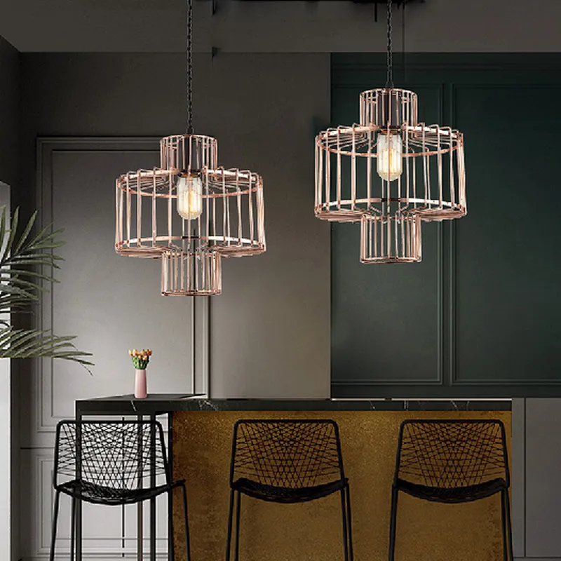 rustic iron rose gold pendant light