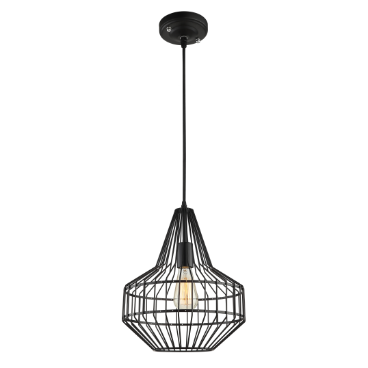 Industrial matte black  cage pendant light