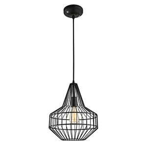 Industrial matte black  cage pendant light