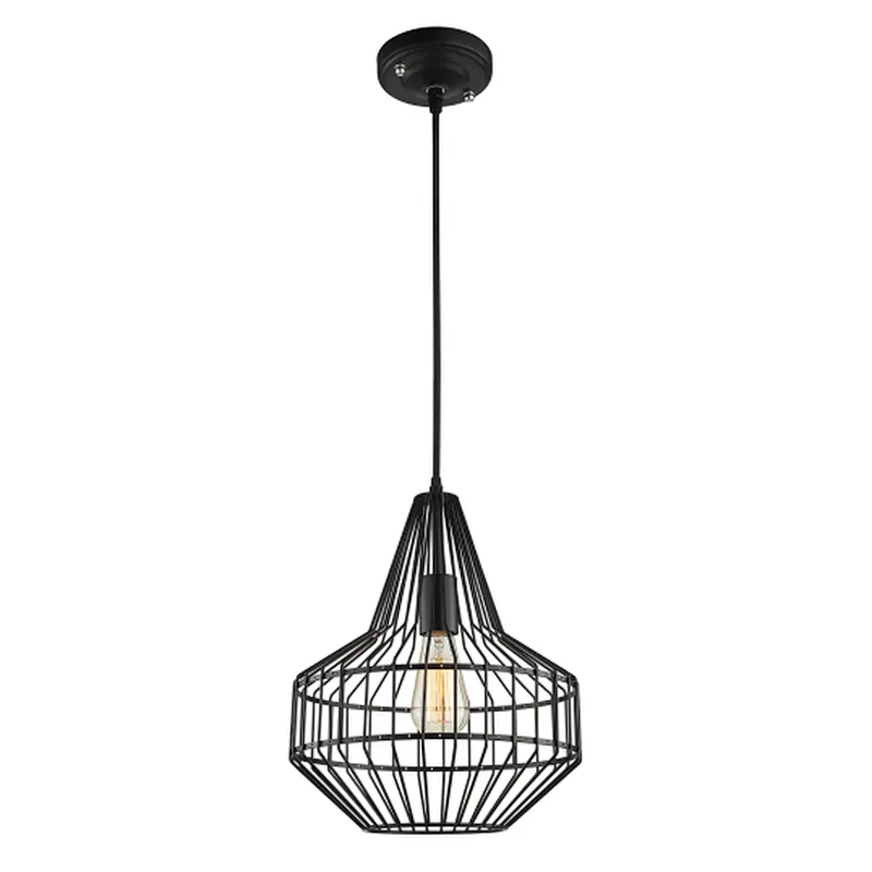 Industrial matte black  cage pendant light
