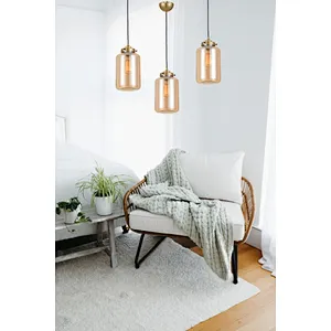 Postmodern amber glass pendant light for dining kitchen