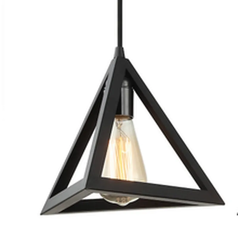 Chinese factory American style retro triangular pendant light black metal painting chandelier pendant lamp