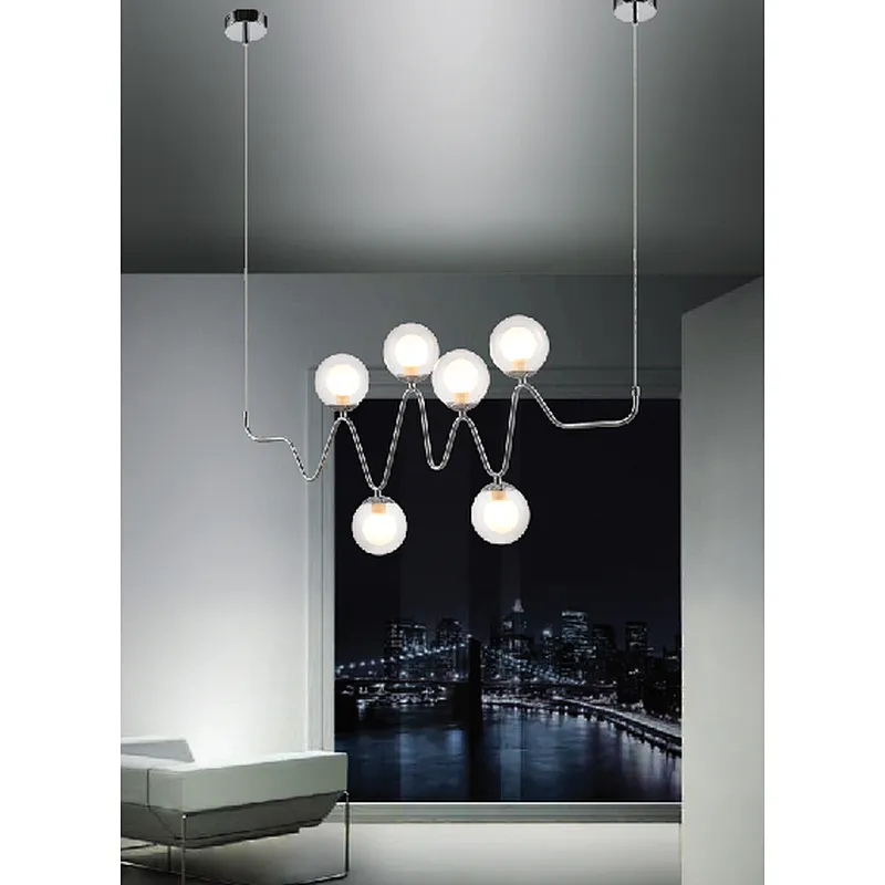 European modern contracted chrome wave pendant light glass