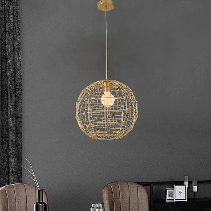 Industrial rustic painting cage light metal ball dining pendant light