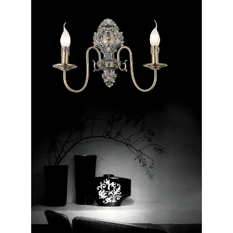 Nordic traditional antique brass iron art candle wall lamp