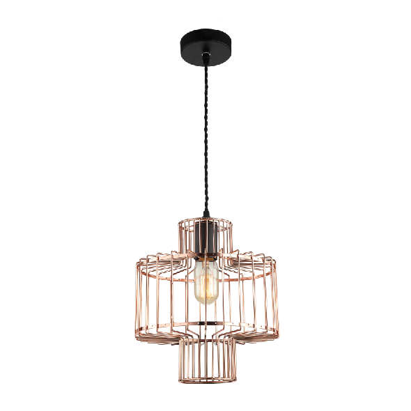 rustic iron rose gold pendant light