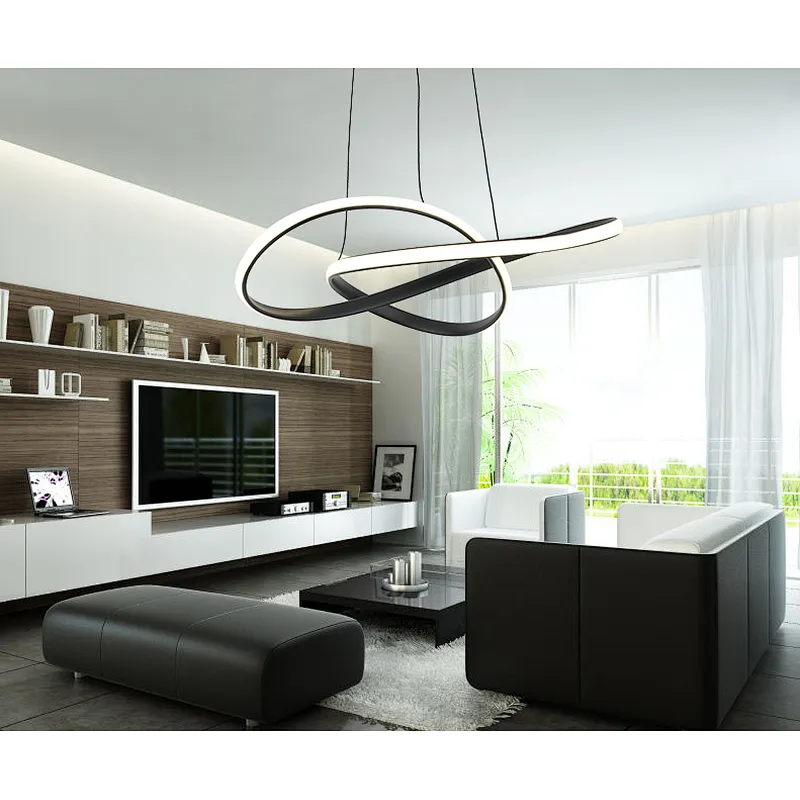 Nordic postmodern creative matt black 45W LED pendant light