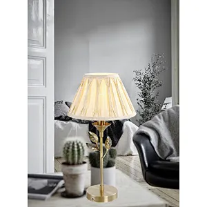 European classic antique brass table lamp with fabric