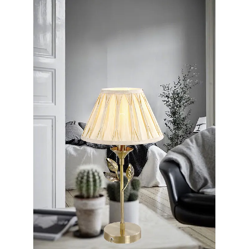 European classic antique brass table lamp with fabric