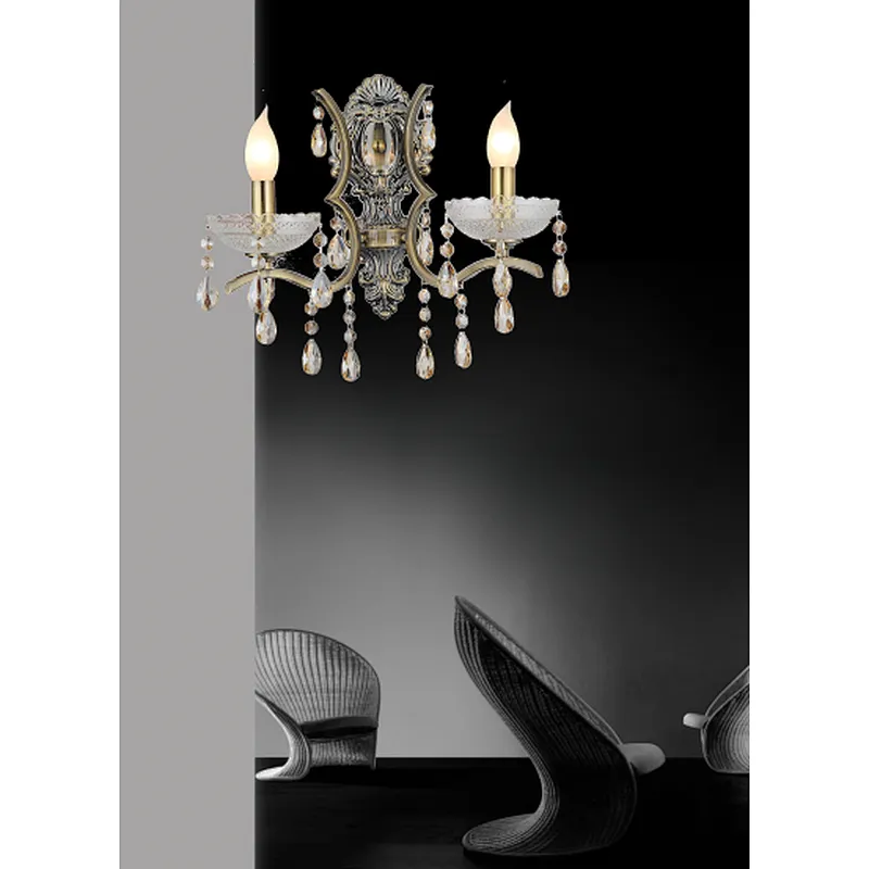 European traditional classic candle crystal wall lamp E14