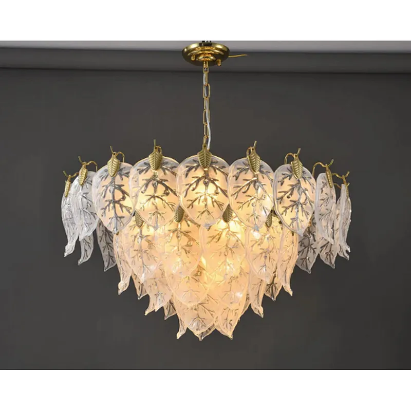 Italian-style modern chandelier luxury with large leaves living room glass chandelier