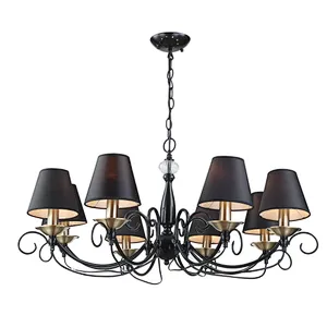 Chinese factory Nordic style classical chandelier with black cloth cover traditional chandelier lights