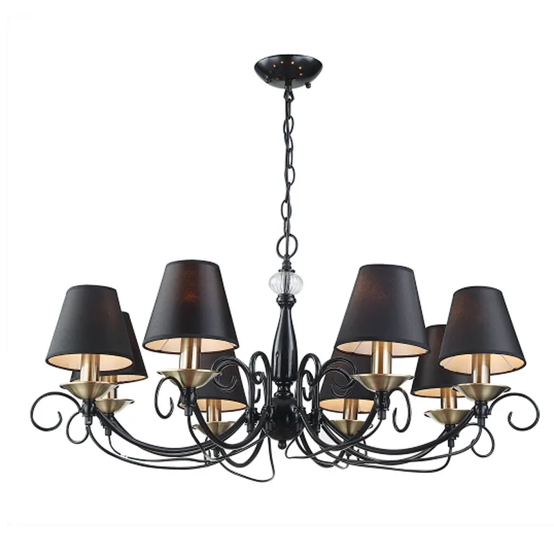 Chinese factory Nordic style classical chandelier with black cloth cover traditional chandelier lights