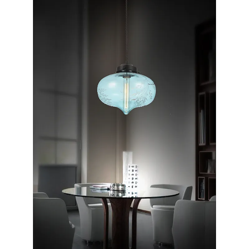Chinese hot sale classical bule glass pendant light indoor