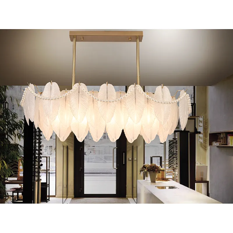 Italian style luxury modern living room chandelier with feather