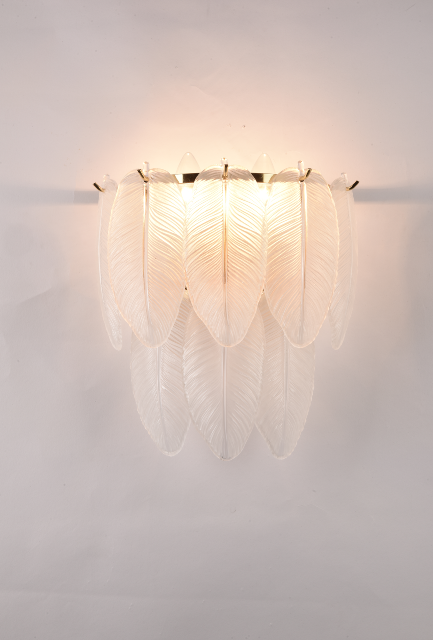 Italian style indoor modern glass feather wall lamp luxury wall lights