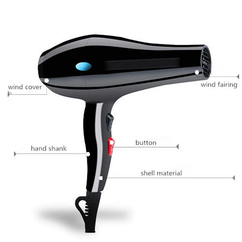 Amazon Wholesale Hair Dryer Professional AC Long Life Salon Hair Blow Dryer Negative Ionic Function Black Color Hair Dryer