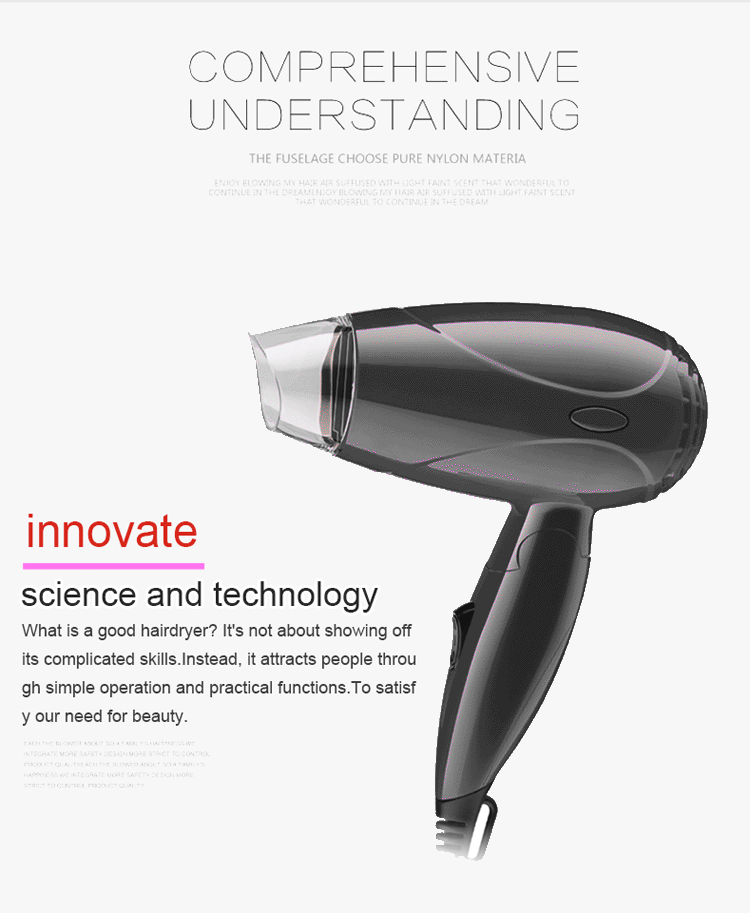 Hot Selling Mini Travel Folding Handle Blow Dryer Hair Dryer