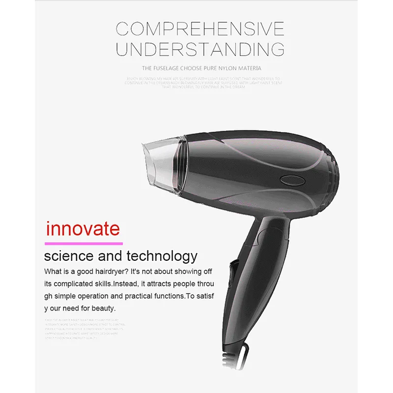Hot Selling Mini Travel Folding Handle Blow Dryer Hair Dryer