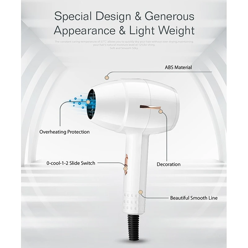 Wholesale DC motor 1200-1400W OEM new design professional Ionic travel  home hair dryer