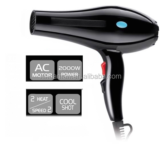 Amazon Wholesale Hair Dryer Professional AC Long Life Salon Hair Blow Dryer Negative Ionic Function Black Color Hair Dryer