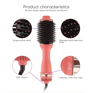 Ionic 360°C Swivel Power Card One Step Hair Dryer & Volumizer Styler Hot Air Brush Hair Dryer Brush