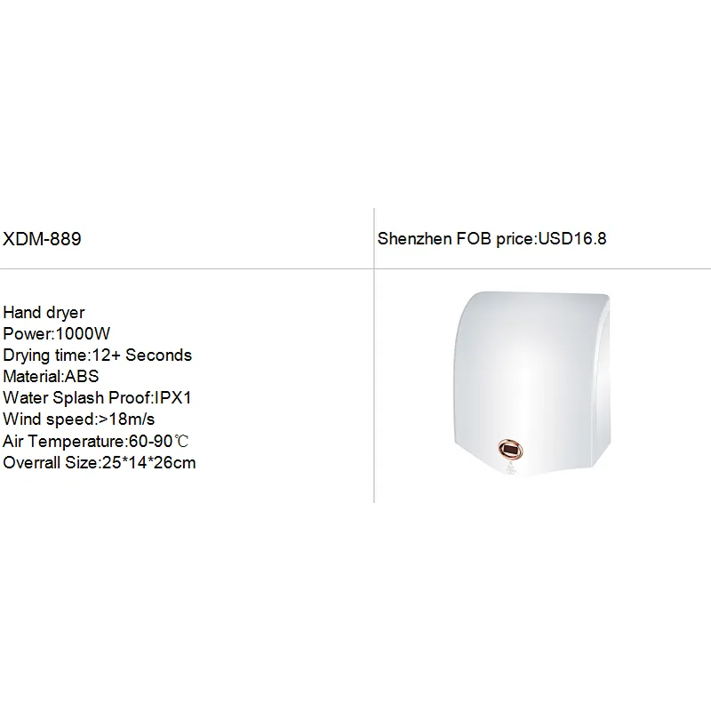 Hotel Bathroom Electric Automatic Air Hand Dryer Jet Heating Element Factory Hand Dryer 2022