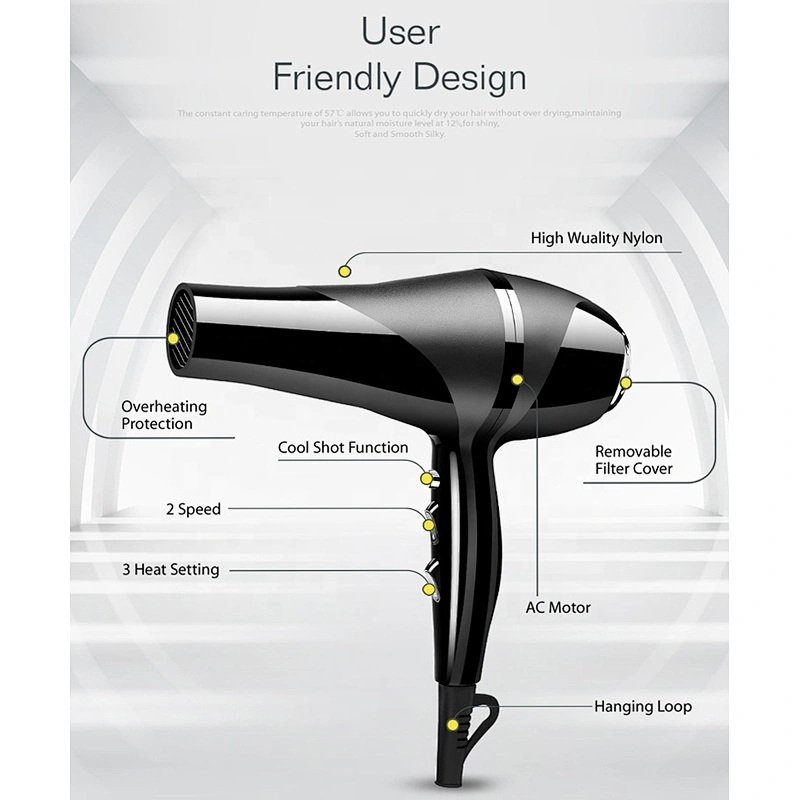 Amazon Hot Selling Hair Dryer OEM Ionic Concentrator Diffuser Comb AC Motor ABS+PC Hair Salon Equipment Hair Dryer Professional