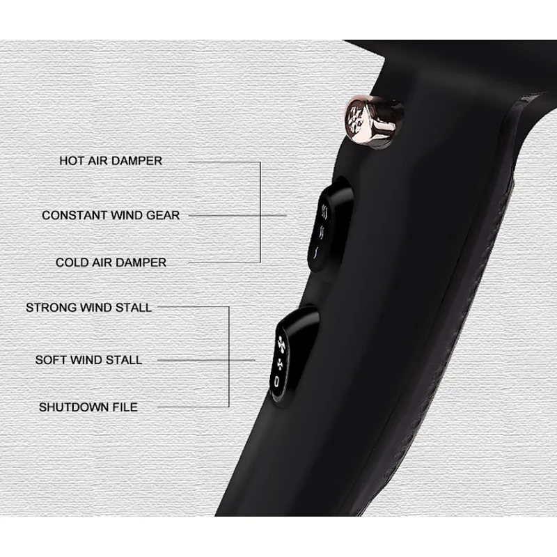 Wholesale Custom DC Motor Professional Hair Blow Dryer High Speed Hair Dryer Wind Nose Ionic Function Overheating Protection