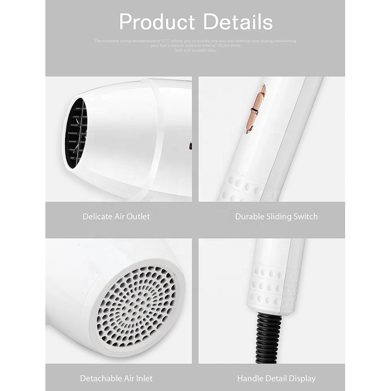 Wholesale DC motor 1200-1400W OEM new design professional Ionic travel  home hair dryer
