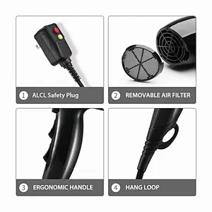 1875W Hair Dryer, Nano Ionic Blow Dryer Professional Salon Hair Blow Dryer Lightweight Fast Dry Low Noise, with Concentrator