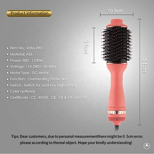 3 in 1 Ionic One Step Hair Dryer & Volumizer Styler Hot Air Brush Hair Dryer Brush With 360°C Swivel Power Card