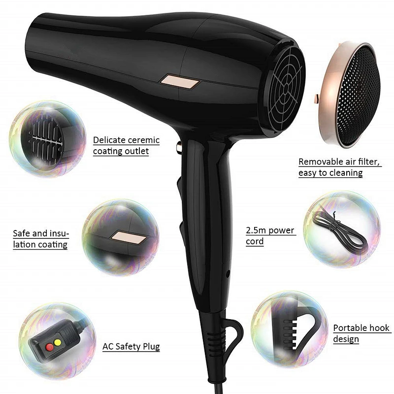 Big Diffuser & Concentrator Negative Ion 1875W Household DC Hair Dryer