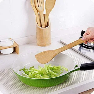 6 Pieces Bamboo Wooden Kitchen Cooking Utensils Set, Wooden Cooking Utensil Sets Easy to Clean Bamboo Wooden Solid Turner