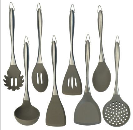 8 Pieces Silicone Kitchen Cooking Utensils Set, Stainless steel handle