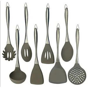 8 Pieces Silicone Kitchen Cooking Utensils Set, Stainless steel handle