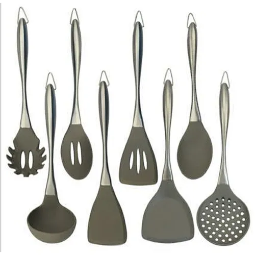8 Pieces Silicone Kitchen Cooking Utensils Set, Stainless steel handle