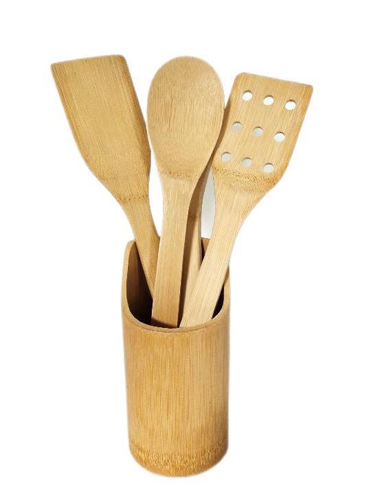 Bamboo utensils with holder