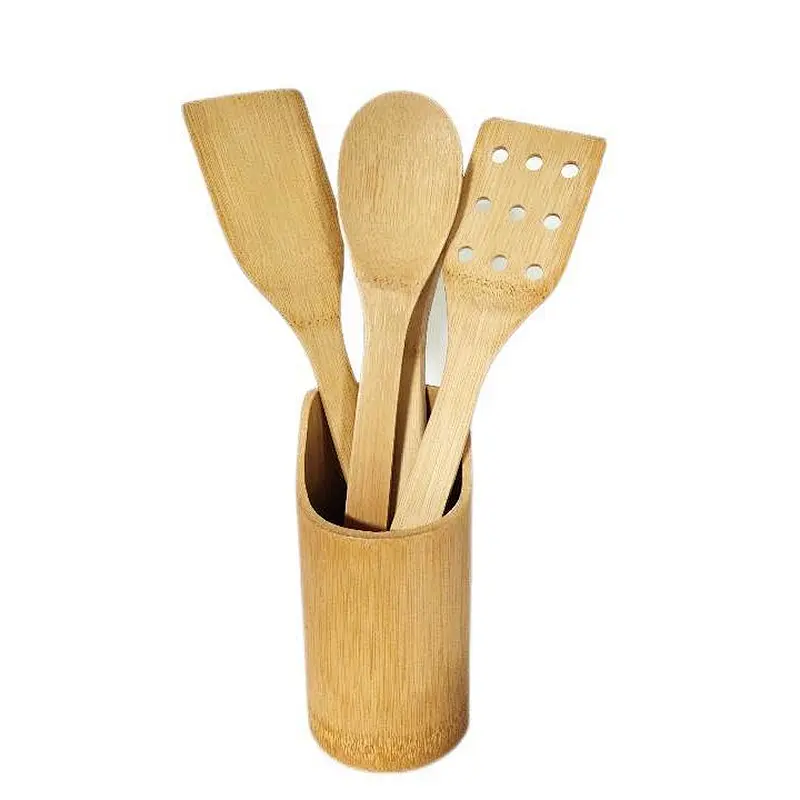 Bamboo utensils with holder